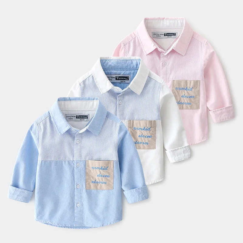 

2019 Spring Autumn Boys Cotton Blouses Kids Boys Long Sleeve Shirt Children Fashion Stripes Shirt 3-10 Years Kids Clothes tops