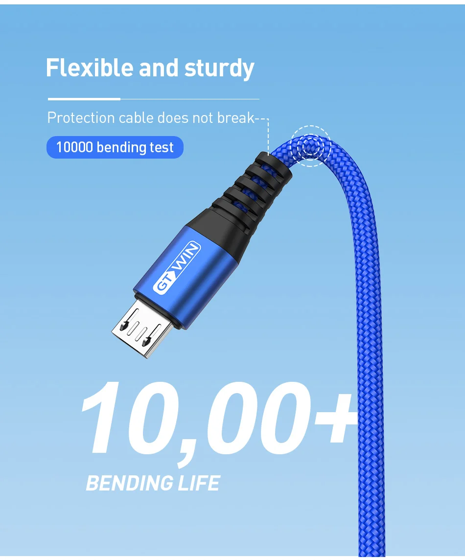 GTWIN Micro USB кабель 3A Быстрая зарядка для samsung S7 J5 J7 1M 2M Microusb кабель для передачи данных для Xiaomi Redmi Note 5 A кабели
