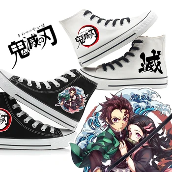 

Anime Demon Slayer Women Men Canvas Shoes Sneakers for Boys Girls Lace Up Casual Shoes Teenagers Sports Tennis Flat Shoes
