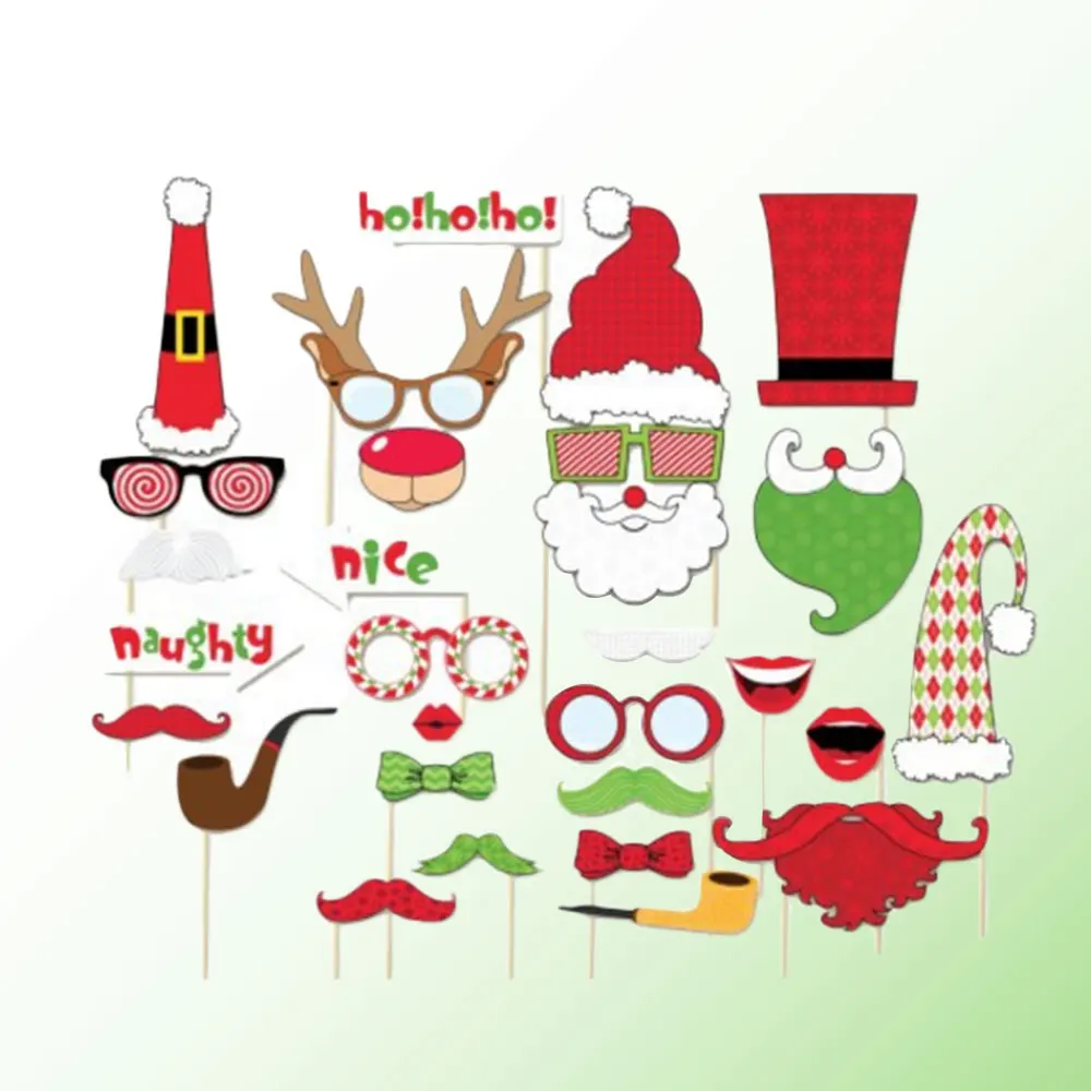 

29PCS Christmas Mask Photograph Props Weddings Birthday Colors Interesting