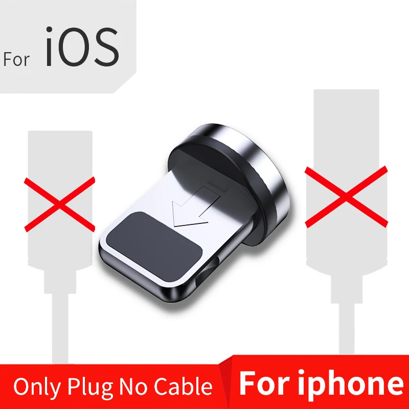 BaySerry Магнитный Micro USB кабель для iPhone XR samsung Xiaomi Мобильный Быстрая зарядка светодиодный кабель для зарядки usb type C магнитное зарядное устройство - Цвет: Only iOS Plug