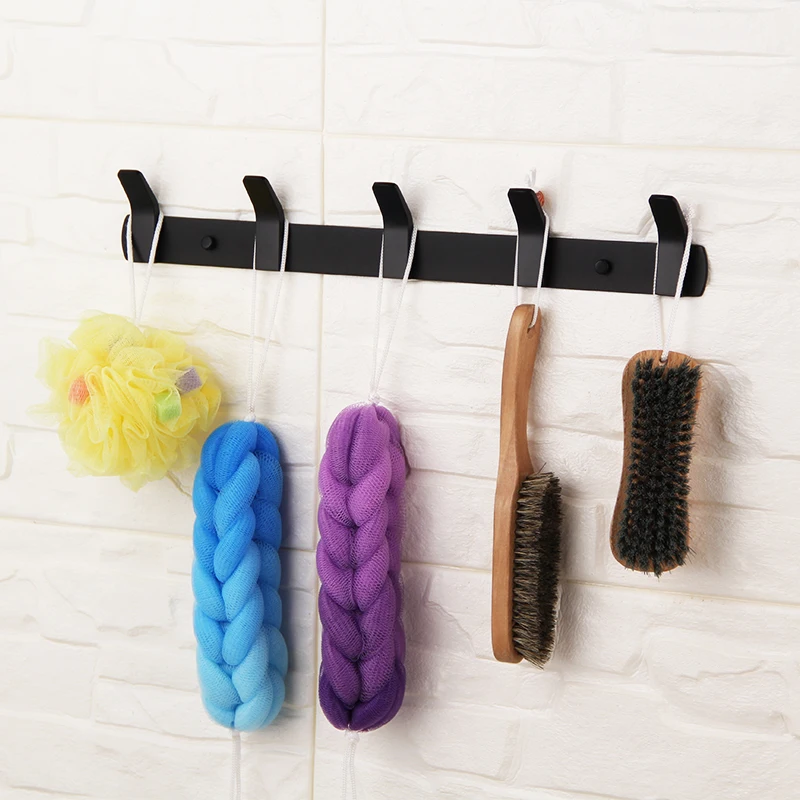 Черный многофункциональный крючок для ванной комнаты 5 полотенцесушитель