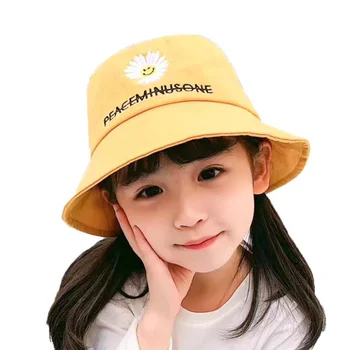 

Doitbest Spring children Bucket fishing Hat Sunscreen sun cap Printing daisy boy girls Spring kids fisherman hats