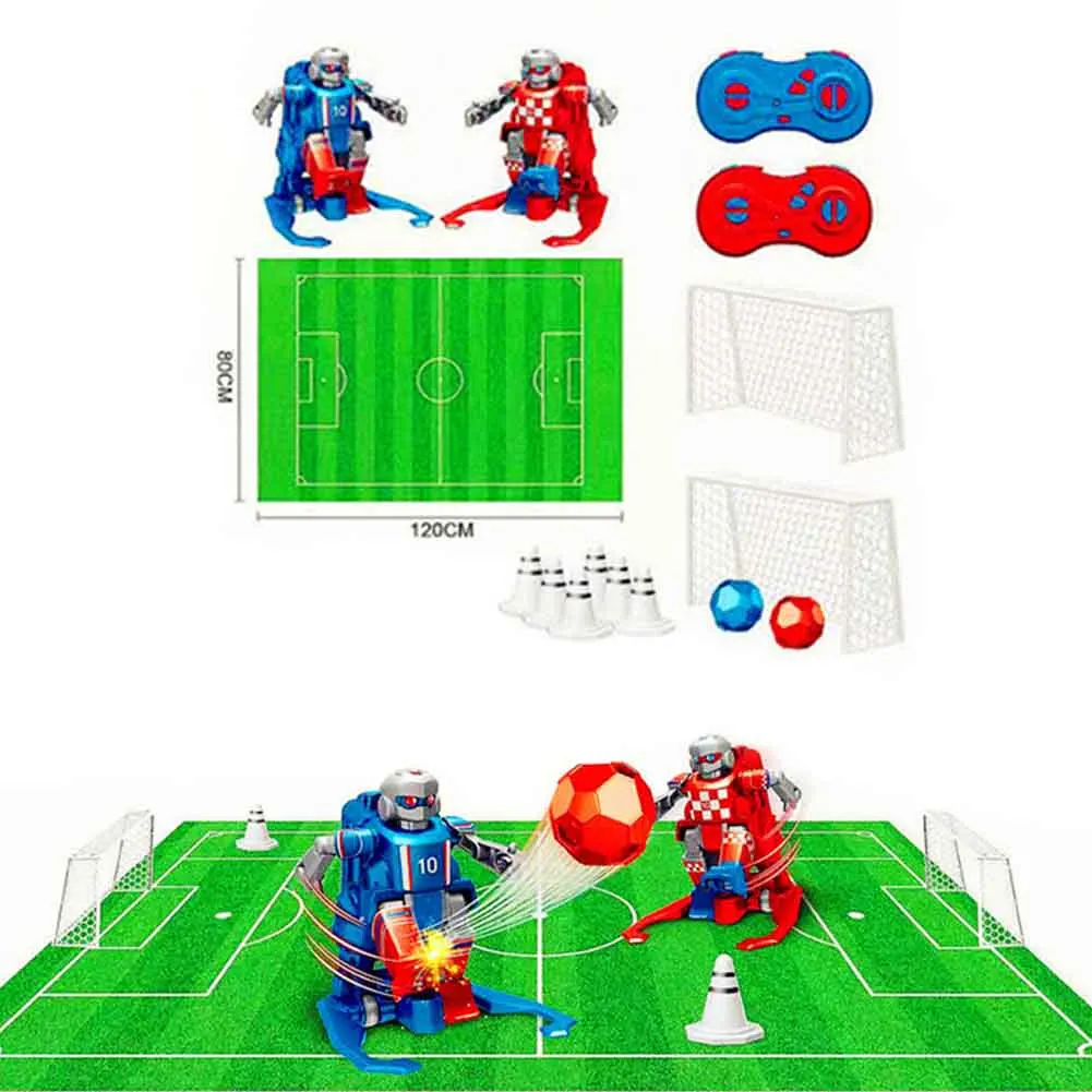 2,4 ГГц перезаряжаемая батарея, беспроводная конкурентоспособная детская игрушка, пульт дистанционного управления, футбольный робот, набор, электрический умный с 2 цели
