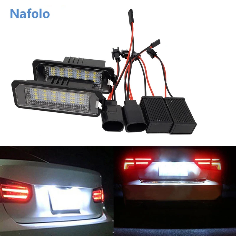 

2X License Plate Lights Exterior Accessories For VW GOLF Passat B6 LED Number License Plate Light Lamps