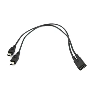

1 to 2 Y Splitter Cable USB 2.0 Mini 5-Pin Female to Double 2 Male Converter