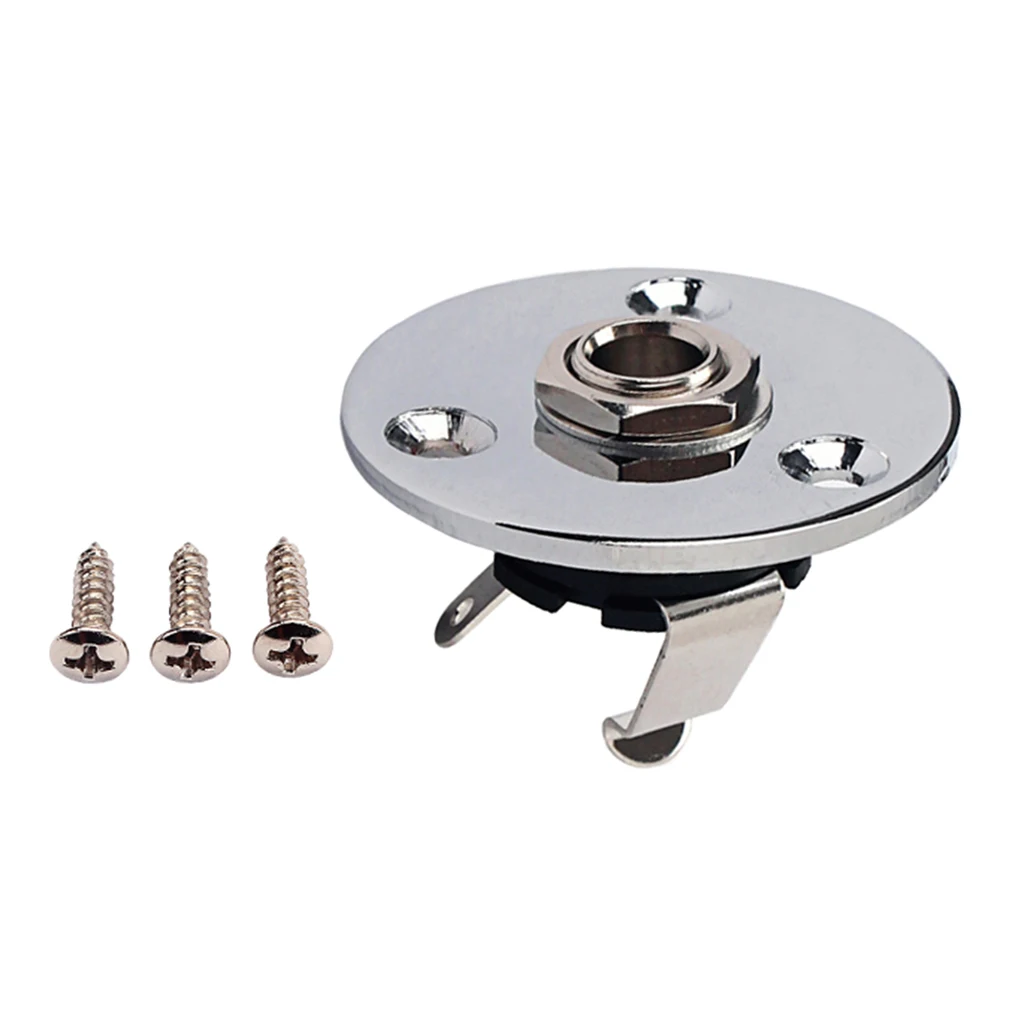 Guitar Round Plate Jack Plug Socket 6.35mm Electric Guitar Bass Accessory