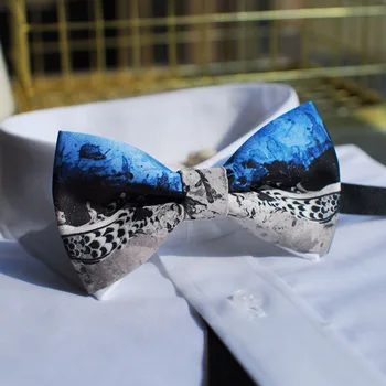 

Free shipping new men's male printed groom groomsman High-quality blue elf design wedding host bow tie pot Western Western party