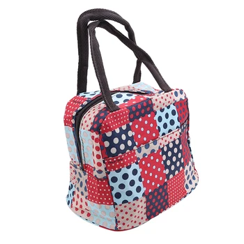 

Star Colorful Wave Dot Blue Flower Portable Bento Bag Lunch Bag For Women Girls Portable Carry Tote