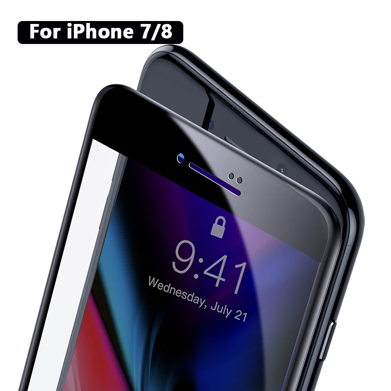 Black For iPhone 7 8 Baseus 0,23 мм закаленное стекло для iPhone 7 8 Plus защита экрана Ультра тонкий 3D Полный экран протектор для iPhone 7 8 стеклянная пленка - Цвет: Black For iPhone 7 8