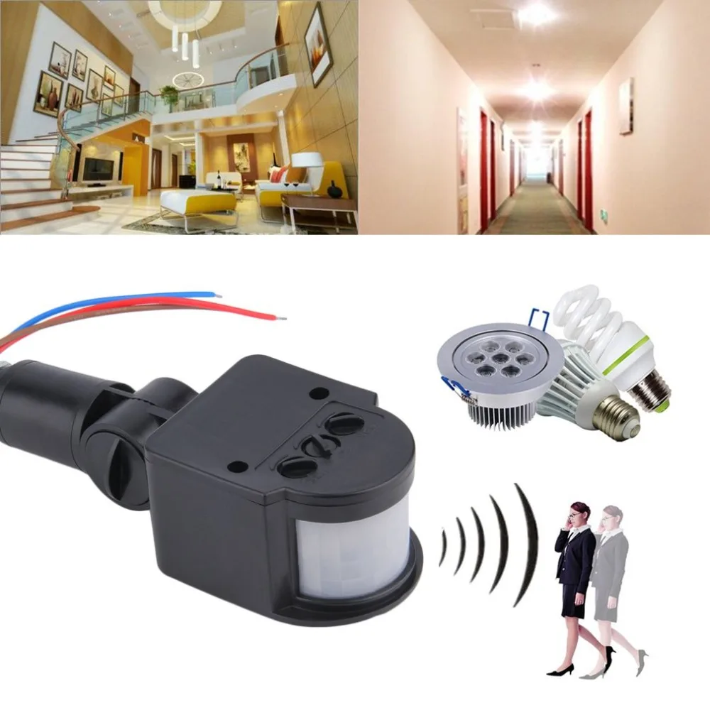 

Universal Professional Motion Sensor Light Switch Outdoor AC 220V Automatic Infrared PIR Motion Sensor Switch With LED Light
