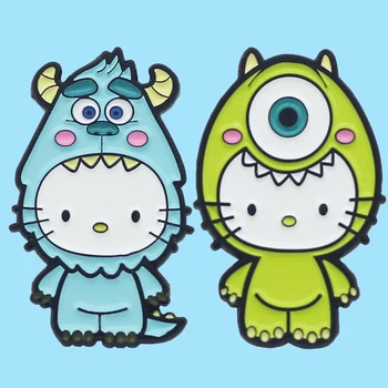 

Cartoon Anime Kitty Mike Wazowski Sulley Brooch and Enamel Pins Metal Alloy Fashion Jewelry Lapel Pins Badges Accessories