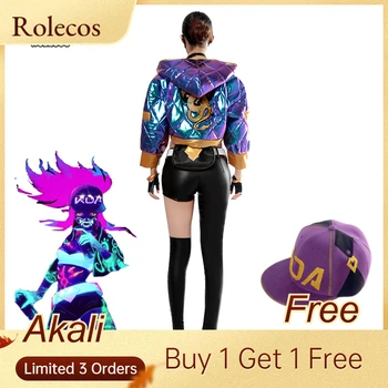 

ROLECOS Game LOL Cosplay Costumes Group K/DA Akali Jacket Colorful Version Costumes Group KDA Akali for Women Cosplay Costumes