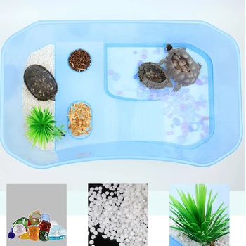 

Plastic Aquarium Turtle Breeding Box Transparent Reptile Perched House Vivarium Box with Drying Platform Basking Ramp