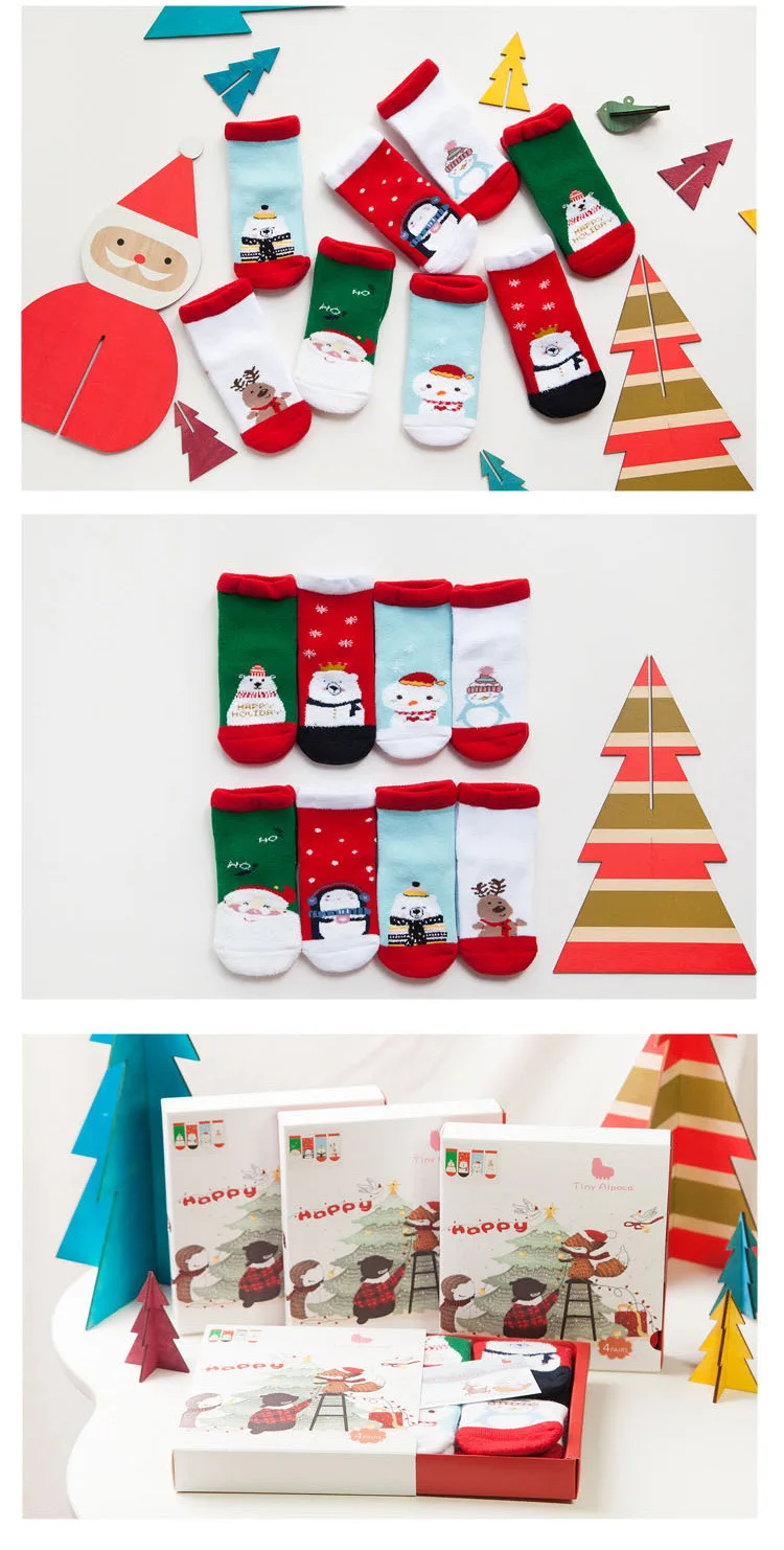4 пар/кор., изысканный Рождественский подарок, детские носки в упаковке Рождественский Комплект носков, подарок на праздник, детские носки высокого качества для девочек