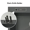 304 Stainless Steel Topmount Kitchen Sink With Knife-Holder Multifunction Single Bowl Dark-Gray Wash Basin For Kitchen Fixture 3