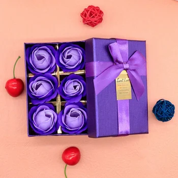 

6 Pieces / Set Gift Box Home Decoration Exquisite DIY Soap Flower Rose Flower Head Rose Flower Soap Flower Gift Box