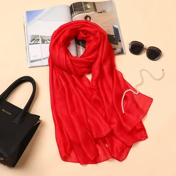 

2020 New Spring Silk Scarf Women Dutch Linen Pure Pearl Light Oversize Muslim Shawl Gift Beach Sunscreen Scarves Girls