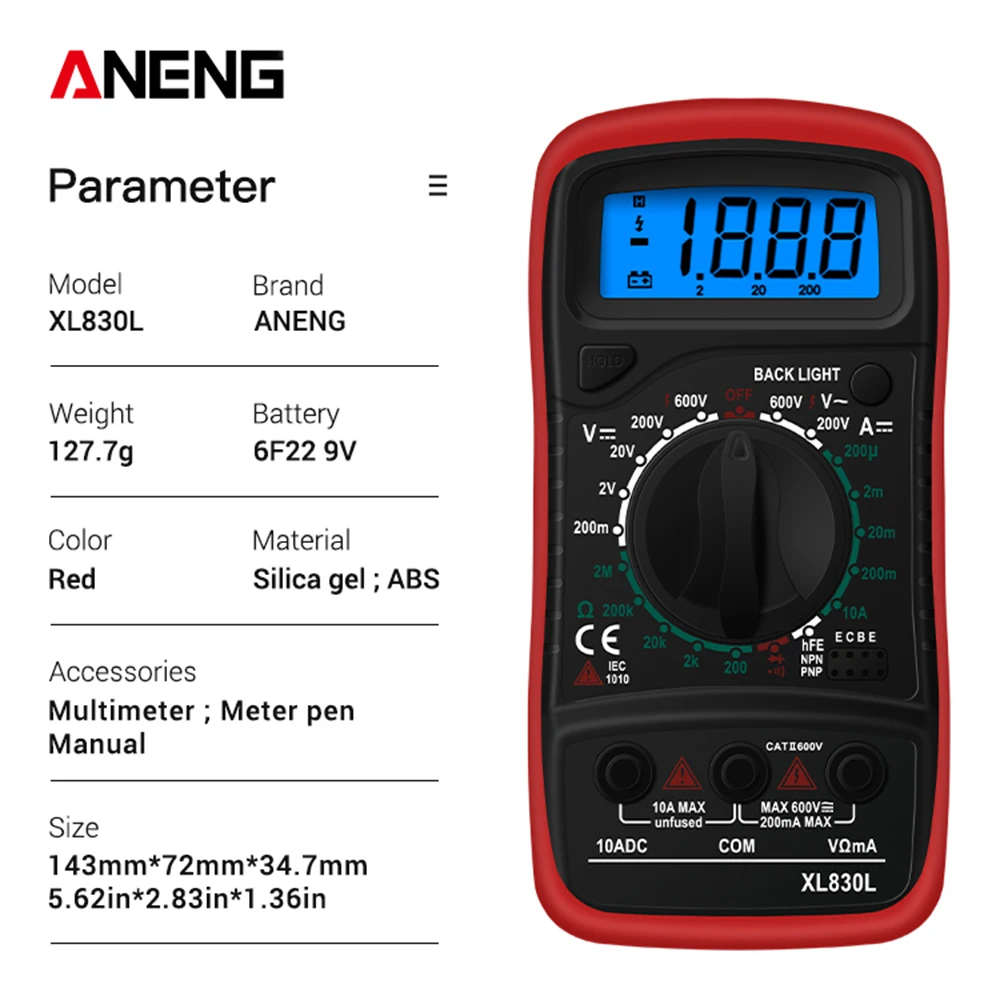 ANENG XL830L тестер мультиметр цифровой digital multimeter esr метр токовые клещи transistor tester мультиметры мультитестер кабель трекер мини мультиметр мультимитр mini multimeter capacitor tester