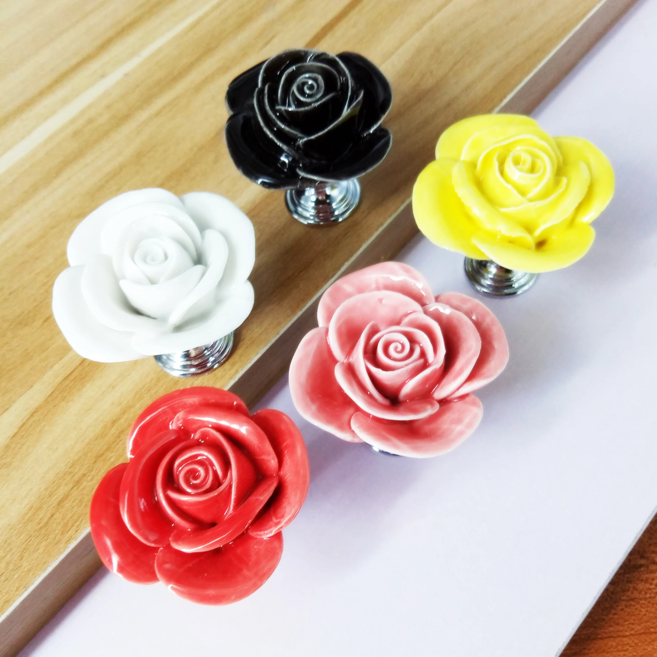 Винтажный цветок розы керамическая ручка ящика шкафа кухонный шкаф ручка