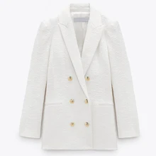 

Fall Winter 2021 Womens Fashion Suit Blazer Women White Blazers and Jackets Chic Button Office Suit Coat Ladies Elegant Outwear