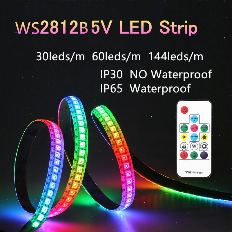 WS2812B Светодиодная лента WS2812 IC RGB светодиодная ленсветильник s индивидуально