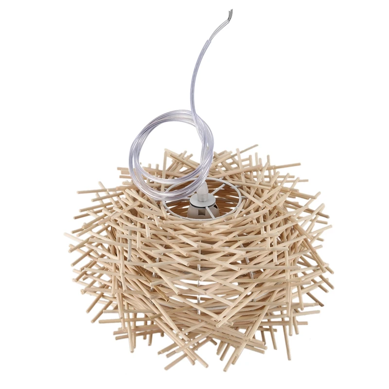 

TOP Ceiling Light Cover Hand Woven Rattan Chandelier Light Shade Bird Nest Wooden Ceiling Lamp for The Bar, Coffee Shop, Book St