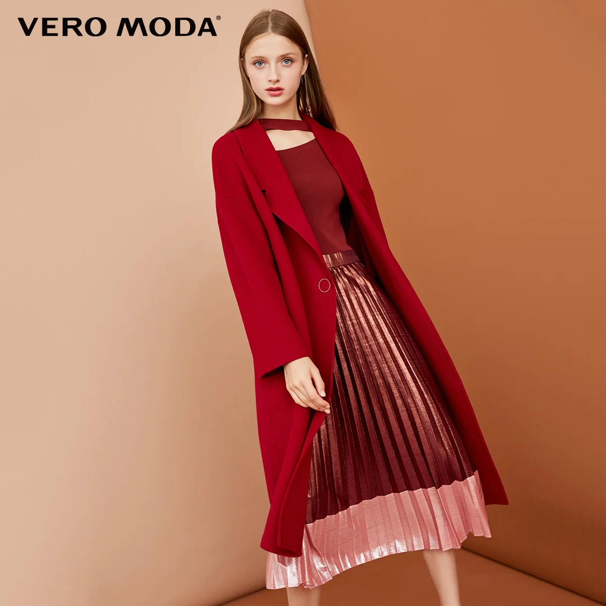 Vero Moda Женское пальто из шерсти с открытыми плечами | 318427509 - Цвет: Winnona red