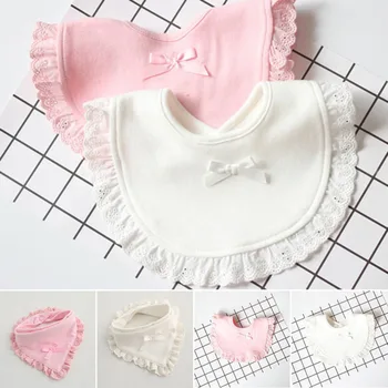 

New Fashion Cotton Newborn Lace Bow Baby Bibs Slabbetjes Cute Girls&Boys Burp Cloth Infant Bibs Baberos Infant Saliva Towels