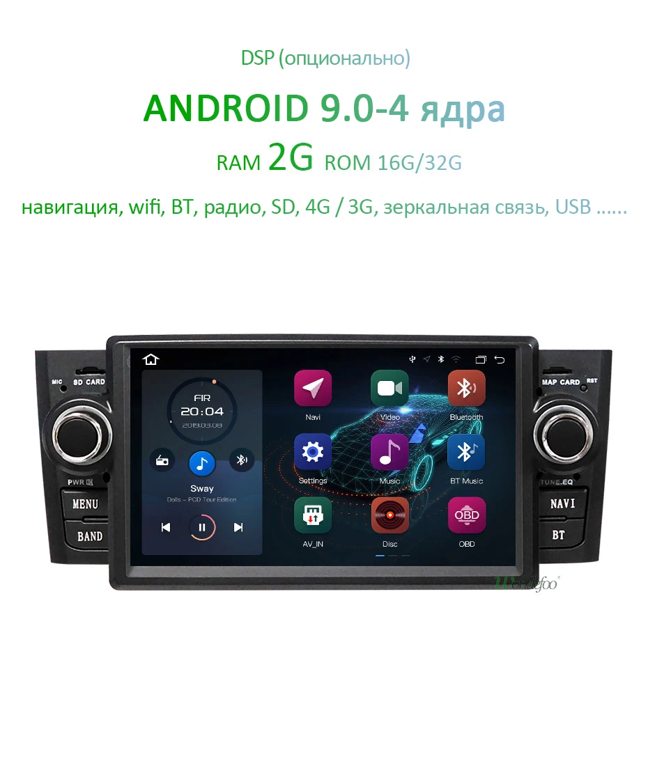 DSP Android 9,0 Ram 4G 64G Автомобильный gps для Fiat Grande Punto Linea 2007-2012 dvd-плеер Радио Навигация мультимедийный рекордер
