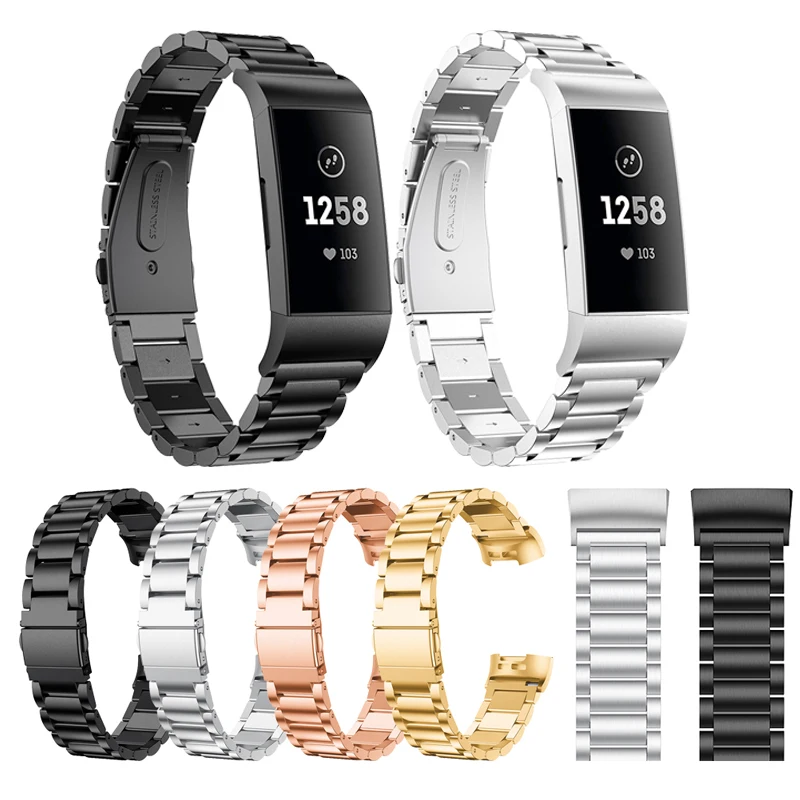 Ремешок из нержавеющей стали для Fitbit Charge 3 металлический сменный браслет