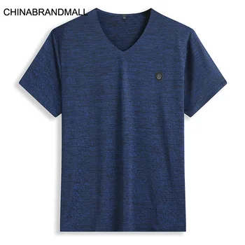 

2020 Men Youth Fat Man Plus Fat Plus Size Leisure V Collar Speed Dry Short Sleeve T Shirt Male