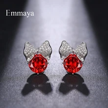 Emmaya милый дизайн посеребренный бант с круглым кубическим цирконием Разноцветные серьги-гвоздики для женщин и девочек гениальные подарки