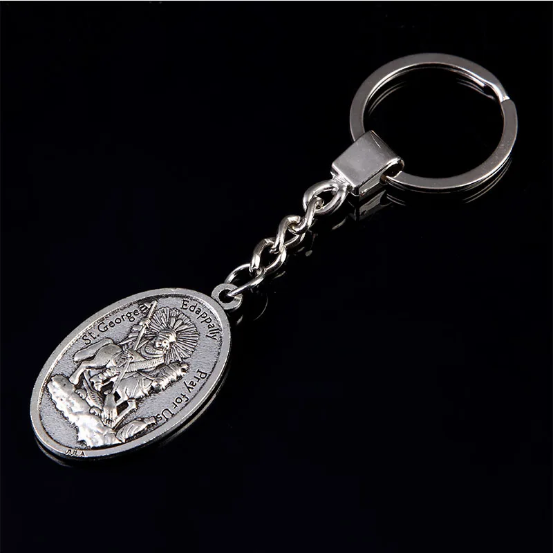 Porte-clés Médaillon Saint Benoît En Acier Inoxydable, Couleur Or