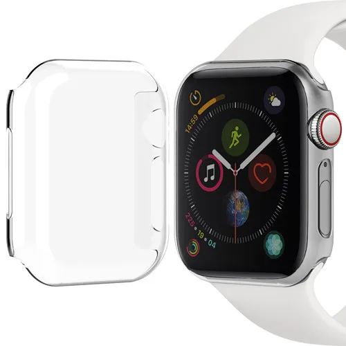 Transparent white Чехол для часов apple Watch band apple watch 4, 3, 5, чехол 44 мм, 40 мм, iwatch series 4, 5, красочное покрытие, запасная рамка для ПК - Цвет: Transparent white