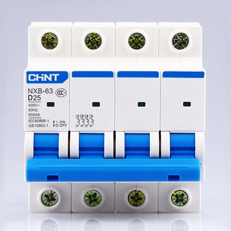 

NXB-63 4P air switch AC 230/400V type D breaker D6 10 16 20 25 32 40 50 63A overload protector Domestic outfit