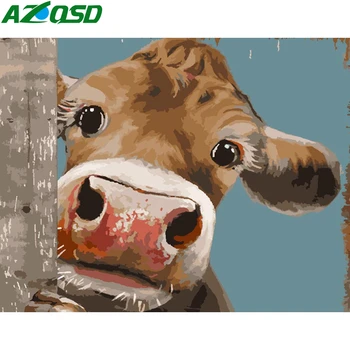 

AZQSD Unframe Painting By Numbers Cattle Home Decor Abstract Art Pictures By Numbers Animal DIY On Canvas Handpainted Gift