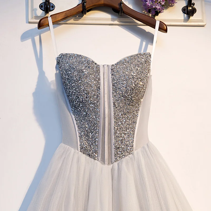 Vestido de festa милое длинное платье для выпускного вечера es серебристо-серое Тюлевое ТРАПЕЦИЕВИДНОЕ платье для выпускного вечера Vestido De Train женские вечерние платья