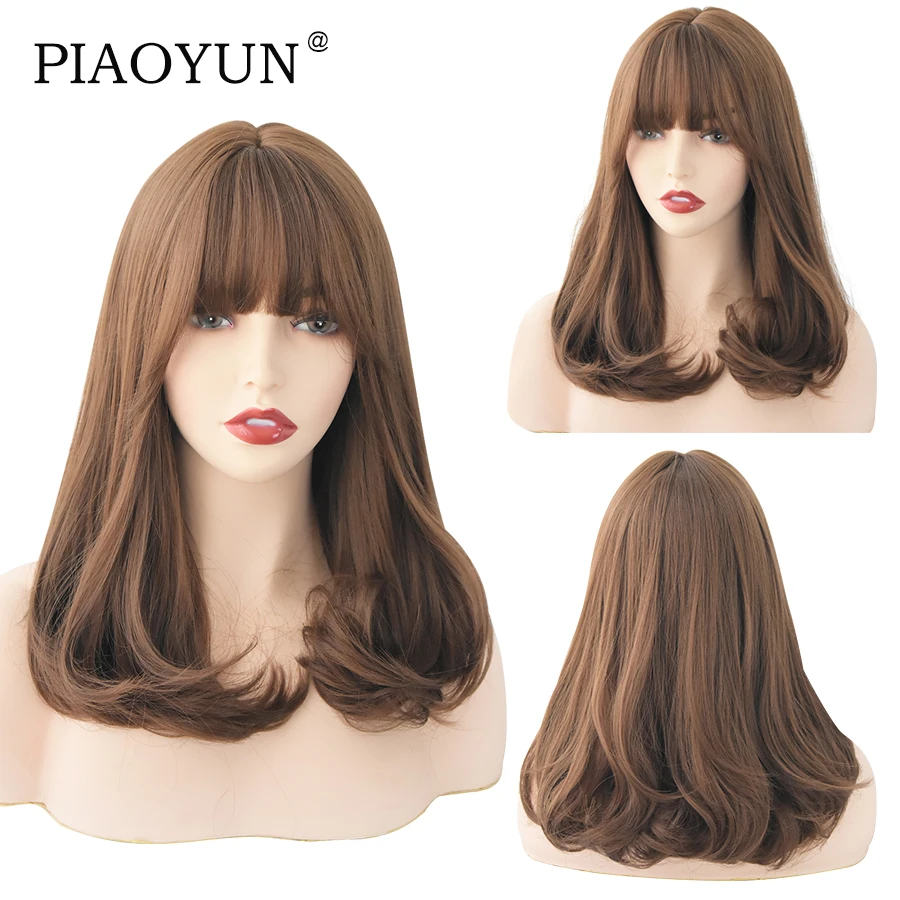 

Brown Natural Wave Wigs For Girls The Most Fashionable Daily Wear Synthetic Wig Heat Resistant Wig Wholesale