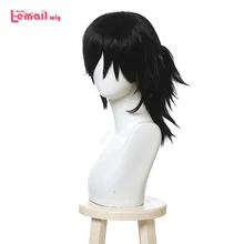 L-email wig Demon Slayer Tomioka Giyuu Cosplay Wigs Kimetsu no Yaiba Cosplay Wig Black Ponytail Men Wig Synthetic Hair Halloween