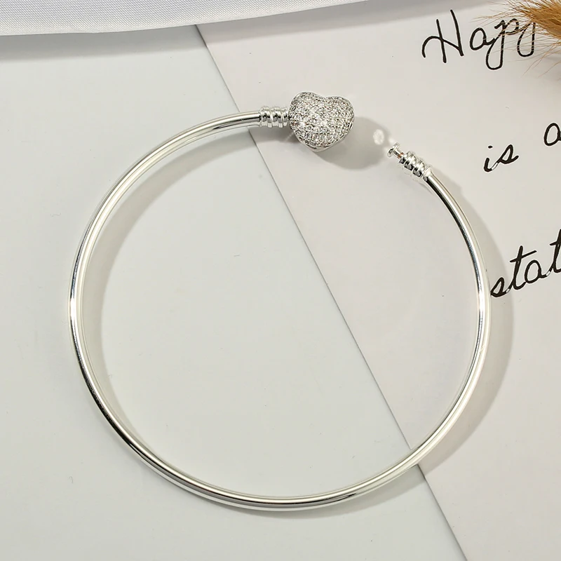 Round Bangle Bracelets 2pcs for bracelet jewelry Fit Brand Beaded Heart DIY Women Men Kid Children Jewelry Accessories