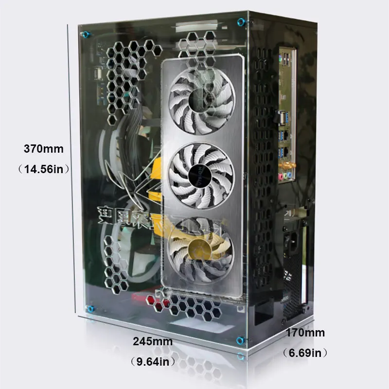 Mini Acryl Computer Case Vertical ITX 14L Supports Long Graphics Card ATX Power Supply 240 280MM Water Cooling PC Box