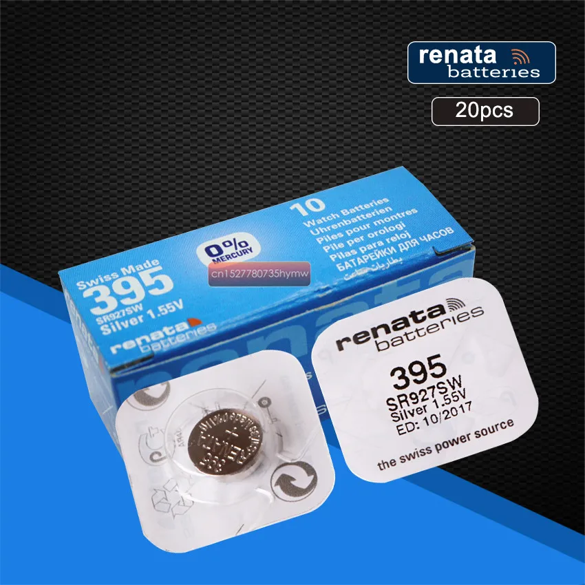 20 упаковок часов renata из оксида серебра 395 SR927SW 927 1 55 в 100% Renata аккумулятор |