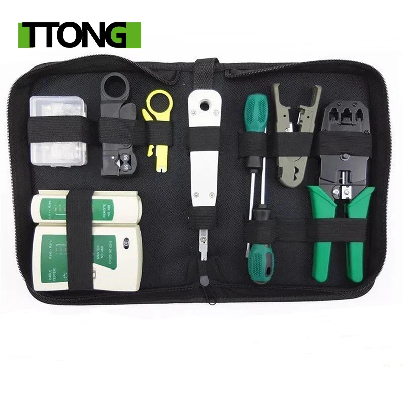 11 шт./компл. RJ45 RJ11 RJ12 CAT5 CAT5e Портативный локальной сети Набор инструментов для