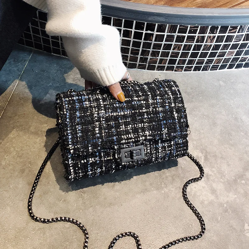 

Ulzzang Shoulder Bag Women's 2019 New Style Korean-style Fashion Versatile Harajuku Woolen Cloth Mini CHIC Chain Bag