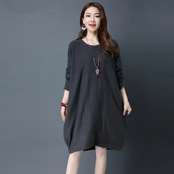 

Autumn Sweater Dress Women Clothes 2020 Plus Size 5xl Green Knit Sweaters Long Sleeve Dresses Pullover Vestido KJ366