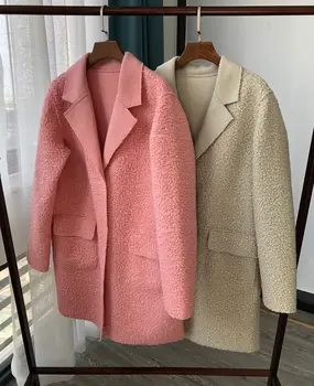 

2019 Sheep Curls Suit Collar Coat Jacket