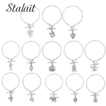 Модные стразы полые шар Череп внутри свежий жемчуг цветок браслет с черепахами для женщин милый Дельфин лошадь серебряный браслет цепочка