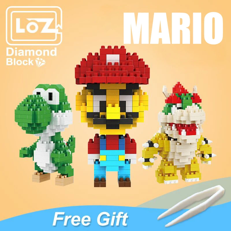 

LOZ Mario Bros Toy Figure Model Luigi Mario Yoshi Building Blocks Japanese Game AnimeCreator Toy For Children 9+ Gift Toys