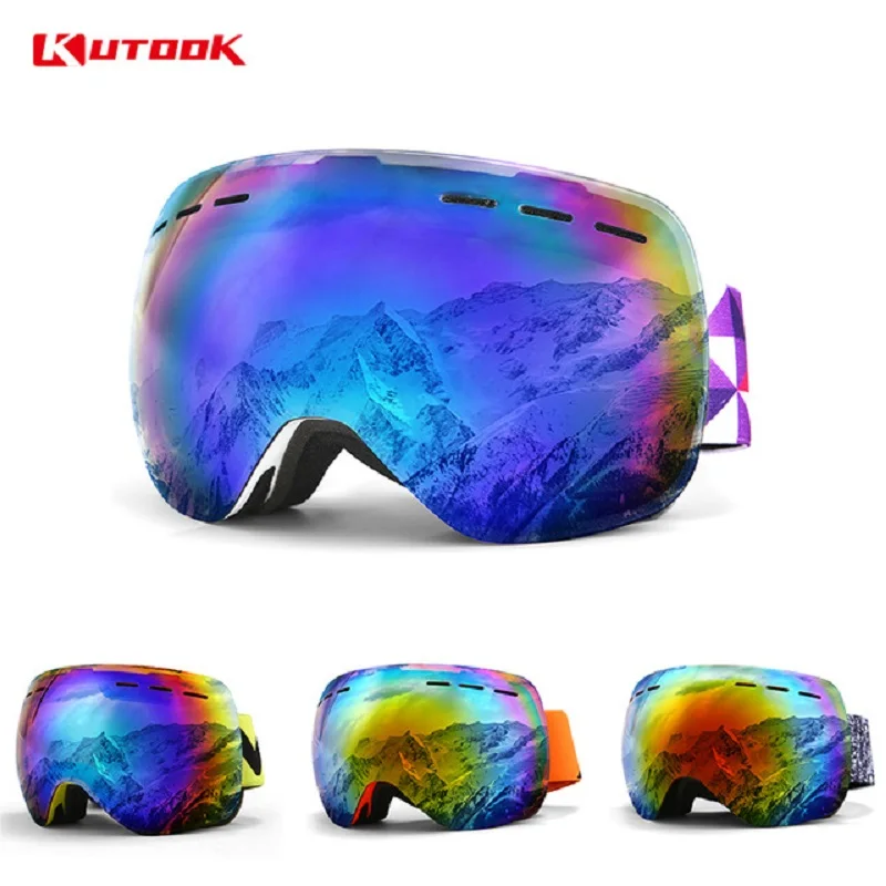 KUTOOK Double Layer Snowboard Goggles Winter Windproof Ski Glasses With